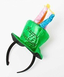 Ободок Зеленая шляпка со свечами Happy birthday