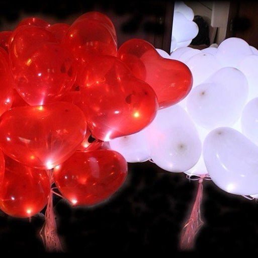 Светящиеся сердца 100 шт ( красный, розовый, белый )